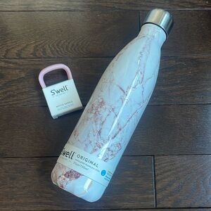 Swell Insulated Stainless Steel 25oz Calacatta Gold Bottle w/ Pink Bottle Handle
